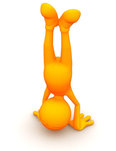 3d Guy: Doing a Headstand — Stock Photo, Image