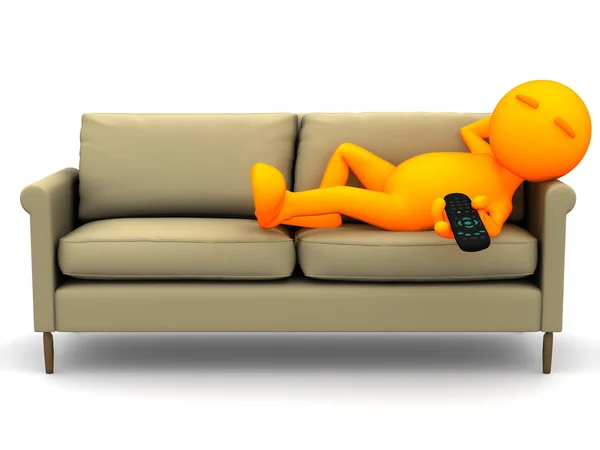 3d Guy: Watching Television Lying Down — Stock Photo, Image