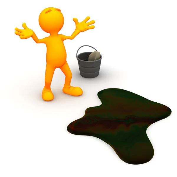 3d Guy: Upset About Oil Spill — Stock Photo, Image