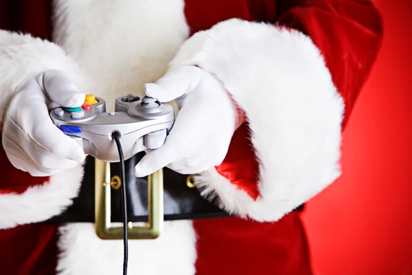 Santa: Playing a Video Game — Stock Photo, Image