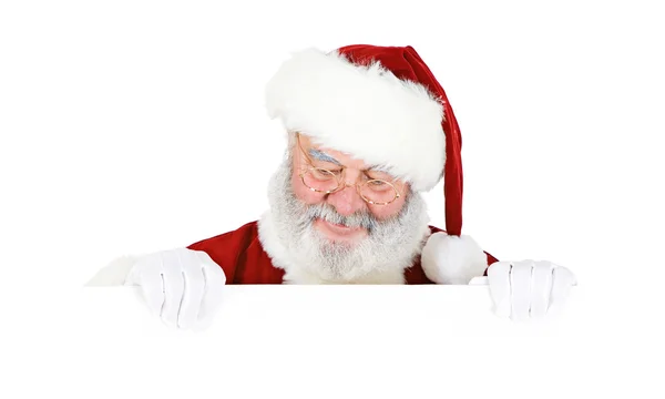 Santa: santa tenendo scheda bianca — Foto Stock