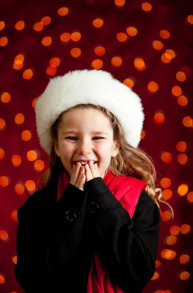 Christmas: Giggling Christmas Holiday Girl — Stock Photo, Image