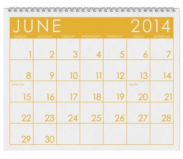 Calendario 2014: junio —  Fotos de Stock