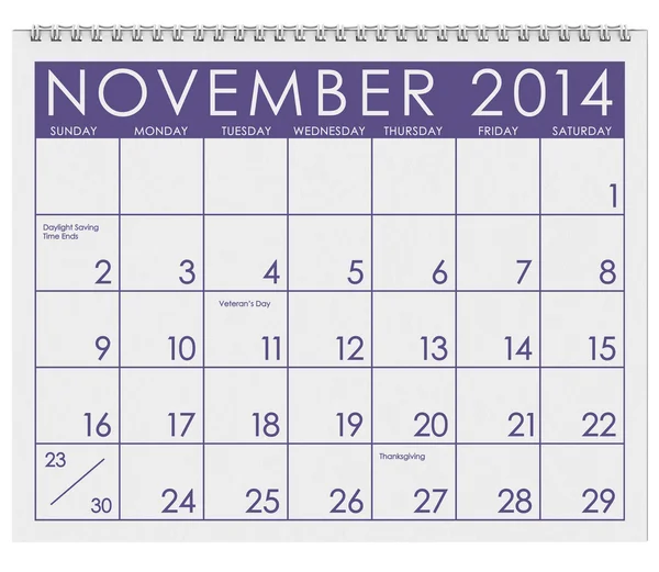 Calendário 2014: Novembro — Fotografia de Stock