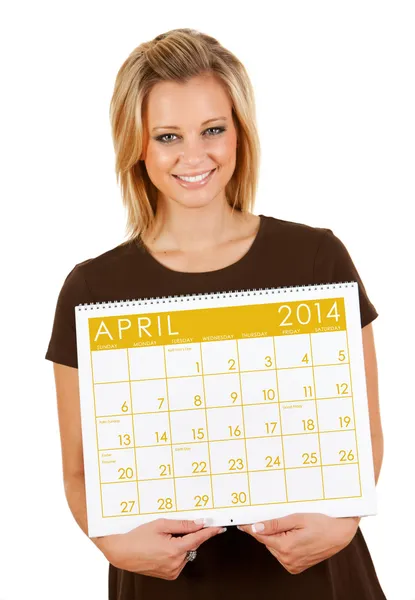 2014 Calendar: Holding Blank April Calendar — Stock Photo, Image