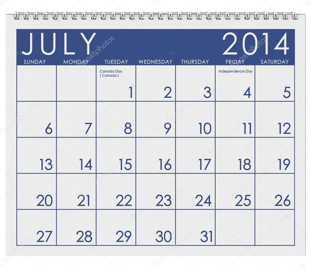 14 Calendar July Stock Photo By C Sjlocke