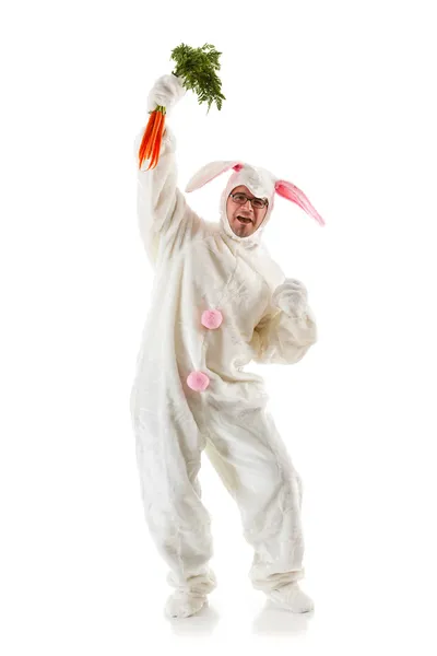 Bunny: Bunny Man segura um monte de cenouras Imagens De Bancos De Imagens Sem Royalties