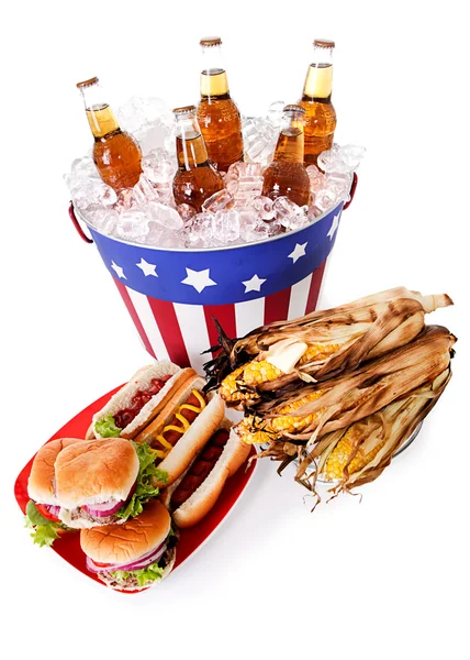 Summer: Wide Angle of Patriotic Holiday Food — Stock Photo, Image