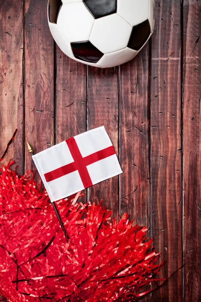 Futebol: Inglaterra Bandeira e Poms Fundo — Fotografia de Stock