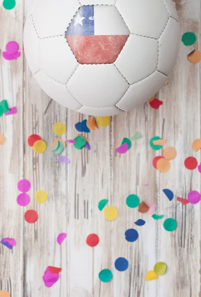 Futebol: Chile fundo com Confetti — Fotografia de Stock