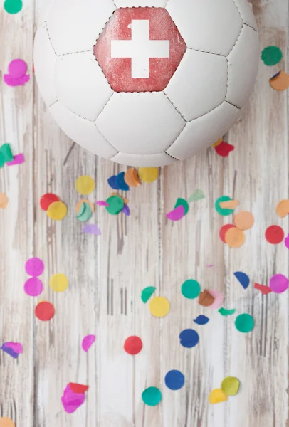 Futbol: konfeti ile İsviçre arka plan — Stok fotoğraf
