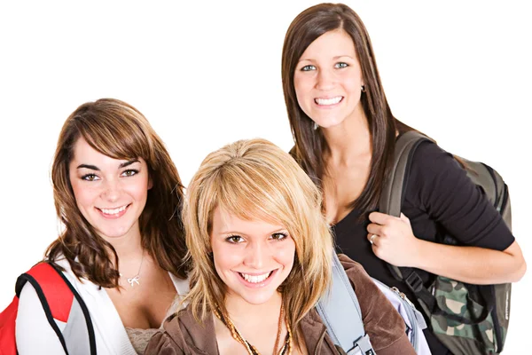 Studenter: grupp tonåriga student kvinnliga vänner — Stockfoto