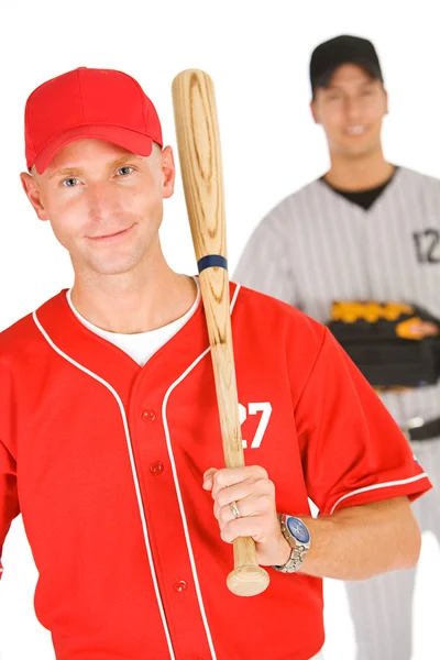 Beisebol: Jogador segurando morcego de beisebol — Fotografia de Stock