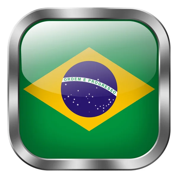 Кнопка с флагом Бразилии — стоковое фото