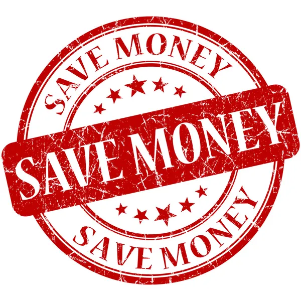 Salvar dinheiro carimbo vermelho — Fotografia de Stock