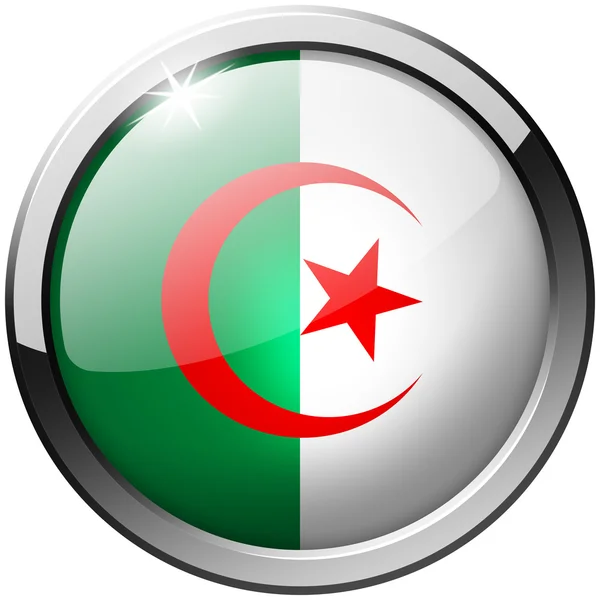 Algeria Round Metal Glass Button — Stock Photo, Image