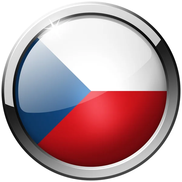 Çek Cumhuriyeti yuvarlak metal cam düğmesi — Stok fotoğraf
