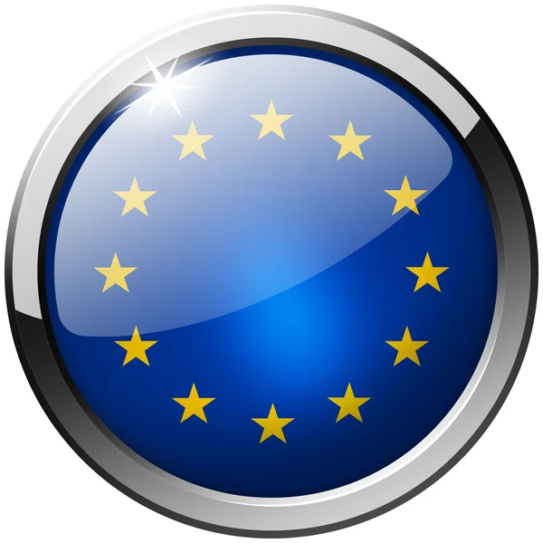 EU kulaté tlačítko kovový skla — Stock fotografie