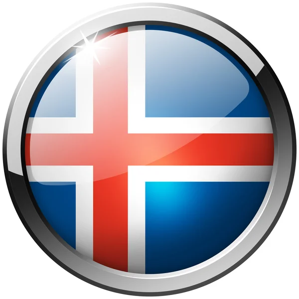 Iceland Round Metal Glass Button — Stock Photo, Image