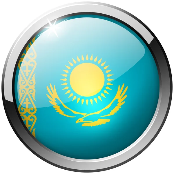 Kazachstán kulaté tlačítko kovový skla — Stock fotografie