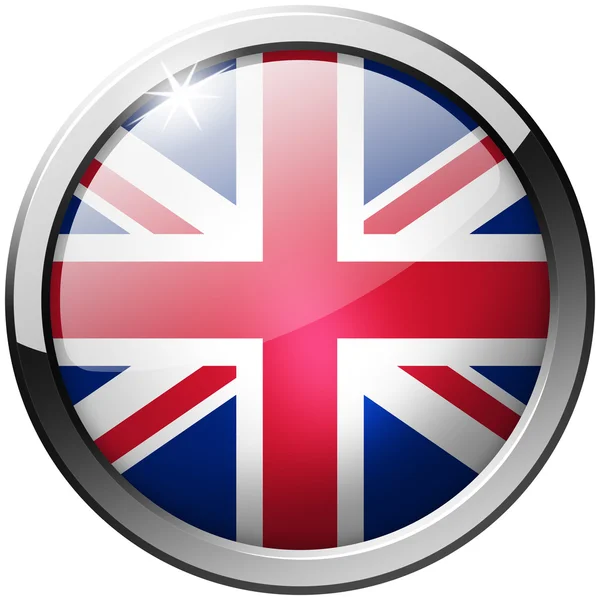 Wielka Brytania okrągły przycisk metalu szkła — Zdjęcie stockowe