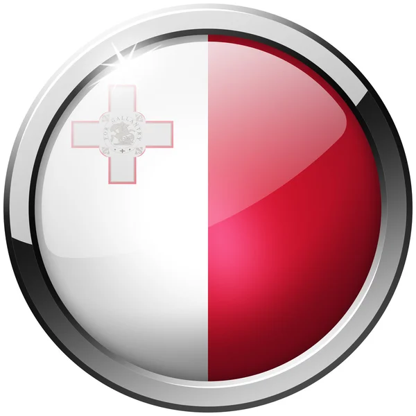 Malta Bottone di vetro rotondo in metallo — Foto Stock