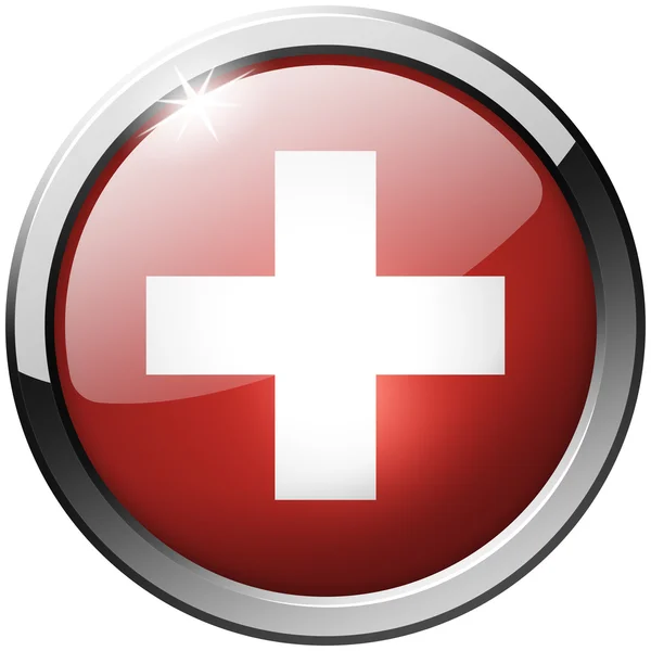Szwajcaria okrągły przycisk metalu szkła — Zdjęcie stockowe