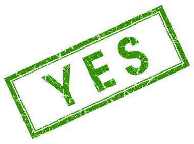 yes green square stamp clipart