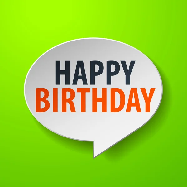 Happy Birthday 3d Speech Bubble на зеленом фоне — стоковый вектор
