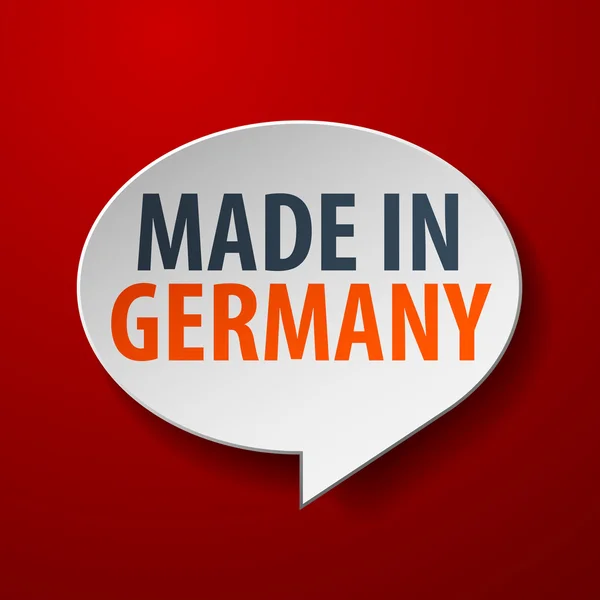 Made in Germany 3d Speech Bubble em fundo vermelho —  Vetores de Stock