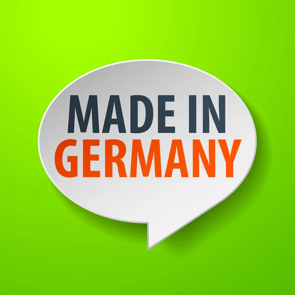 Made in Germany 3d Speech Bubble on green background — Stock Vector