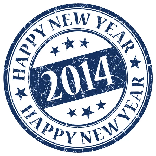 Happy New Year 2014 Blue Stamp — Stock Photo, Image