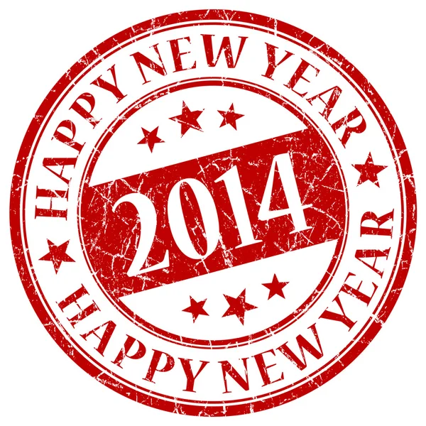 Happy New Year 2014 Red Stamp — Stock Photo, Image