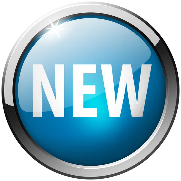 Yeni yuvarlak mavi metal parlak düğme — Stok fotoğraf