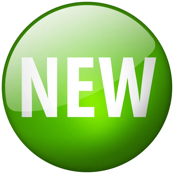 Nowy okrągły przycisk błyszczące szkło zielone — Zdjęcie stockowe