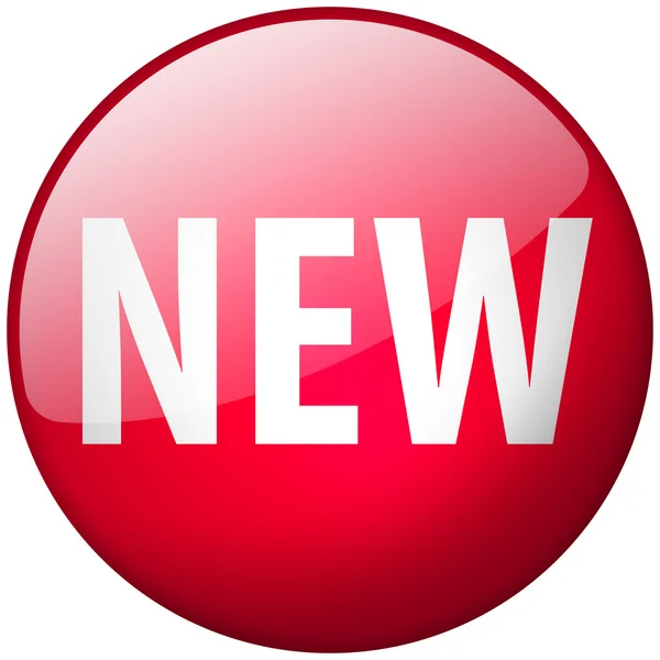 Nuevo botón rojo redondo del cristal brillante —  Fotos de Stock