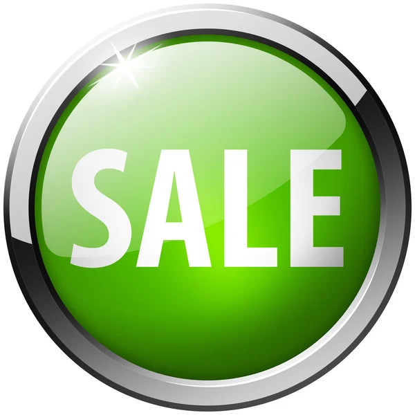 Sale Round Green Metal Shiny Button — Stock Photo, Image