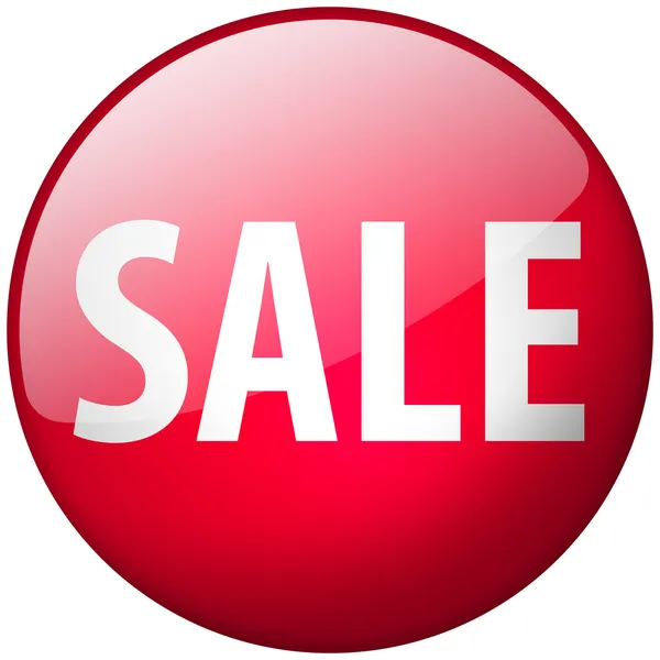 Sale Round Red Glass Shiny Button — Stock Photo, Image