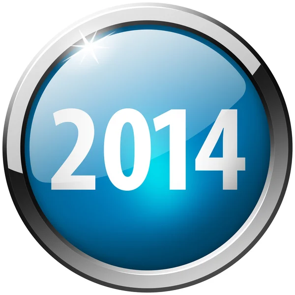 2014 Round Blue Metal Shiny Button — Stock Photo, Image