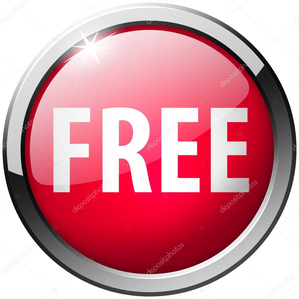 Free Round Red Metal Shiny Button