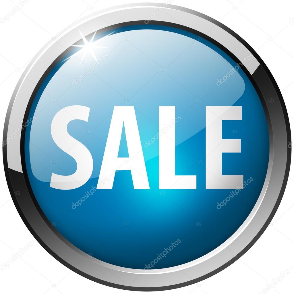 Sale Round Blue Metal Shiny Button