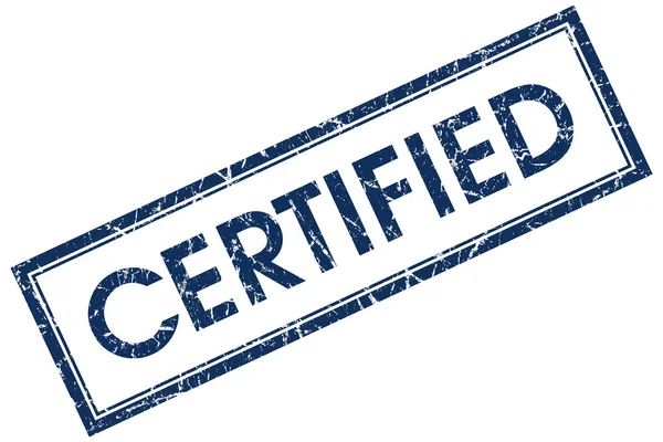 Сертифицированный синий квадратный штамп — стоковое фото
