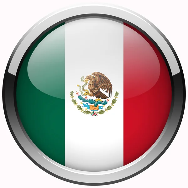 Mexico bandeira botão de metal gel — Fotografia de Stock
