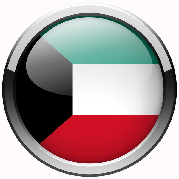Kuwait flag gel metal button — Stock Photo, Image