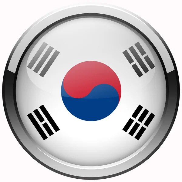 Sul da Coréia bandeira gel botão de metal — Fotografia de Stock