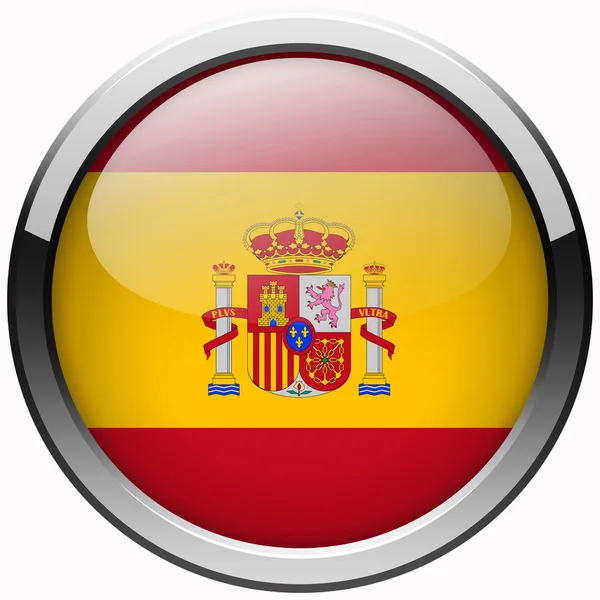 Espanha bandeira botão de metal gel — Fotografia de Stock