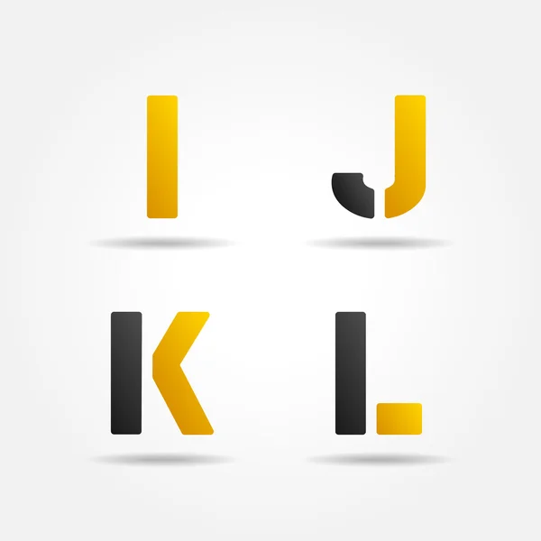 IJKL żółty wzornik liter — Wektor stockowy
