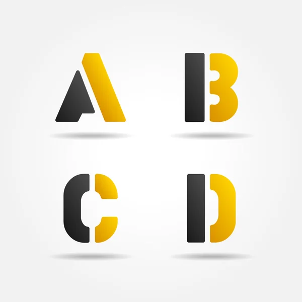 ABCD sarı şablondaki harfler — Stok Vektör