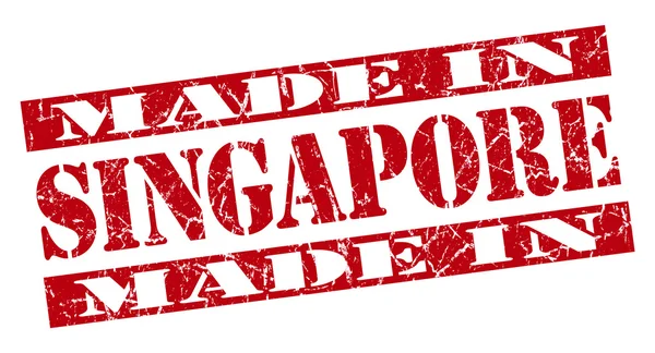 Gjort i singapore grunge röd stämpel — Stockfoto