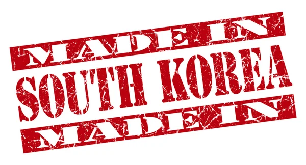 Gemaakt in Zuid-korea grunge rode stempel — Stockfoto